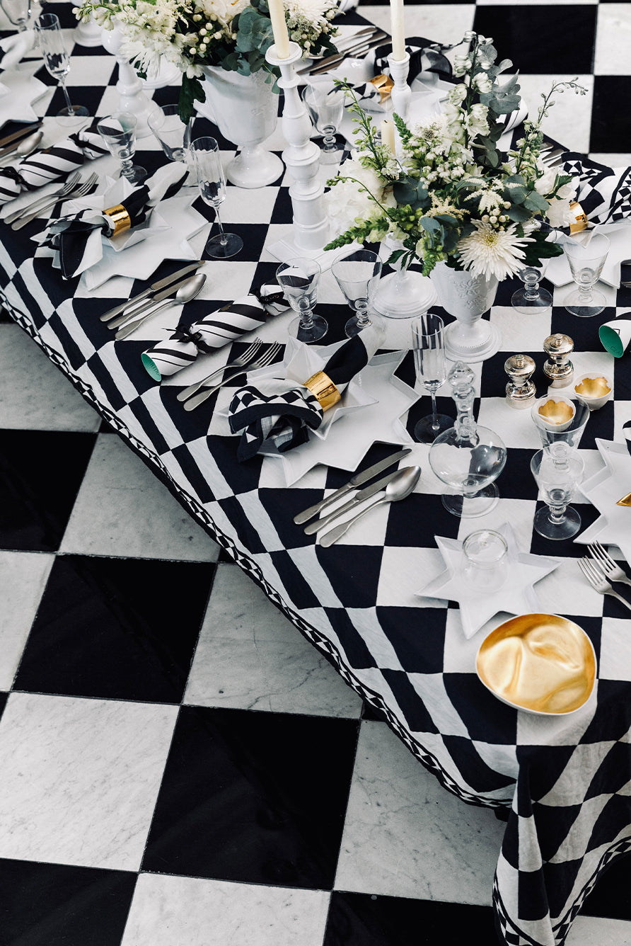 'Black Check' Summerill & Bishop x Claridge's Linen Tablecloth