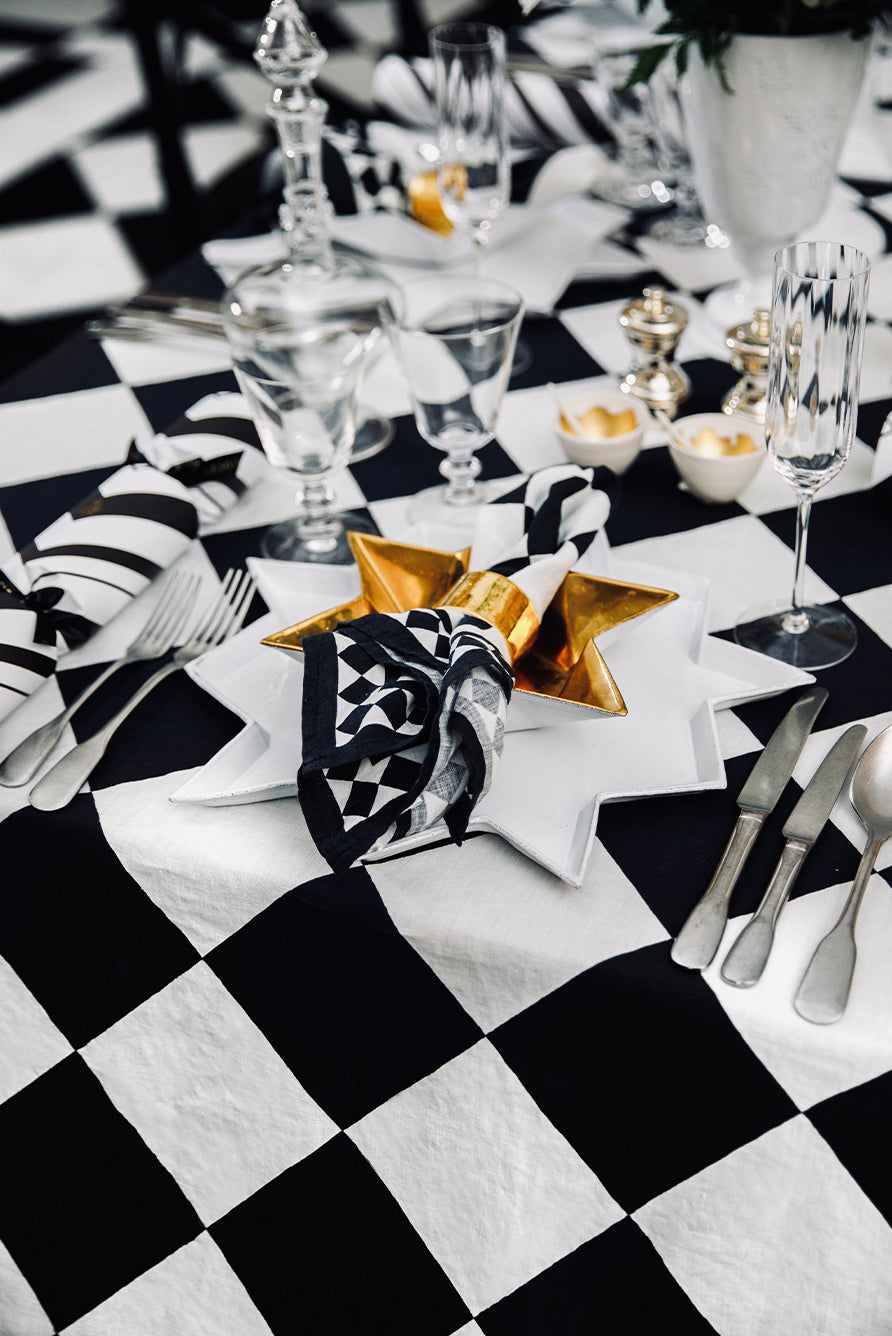 'Black Check' Summerill & Bishop x Claridge's Linen Tablecloth