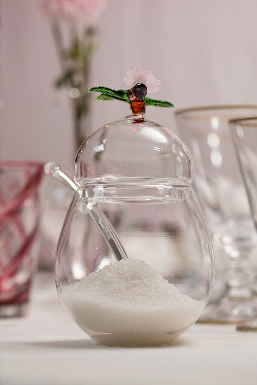 S&B x Casarialto 'Blossom' Handblown Glass Sugar Bowl & Spoon