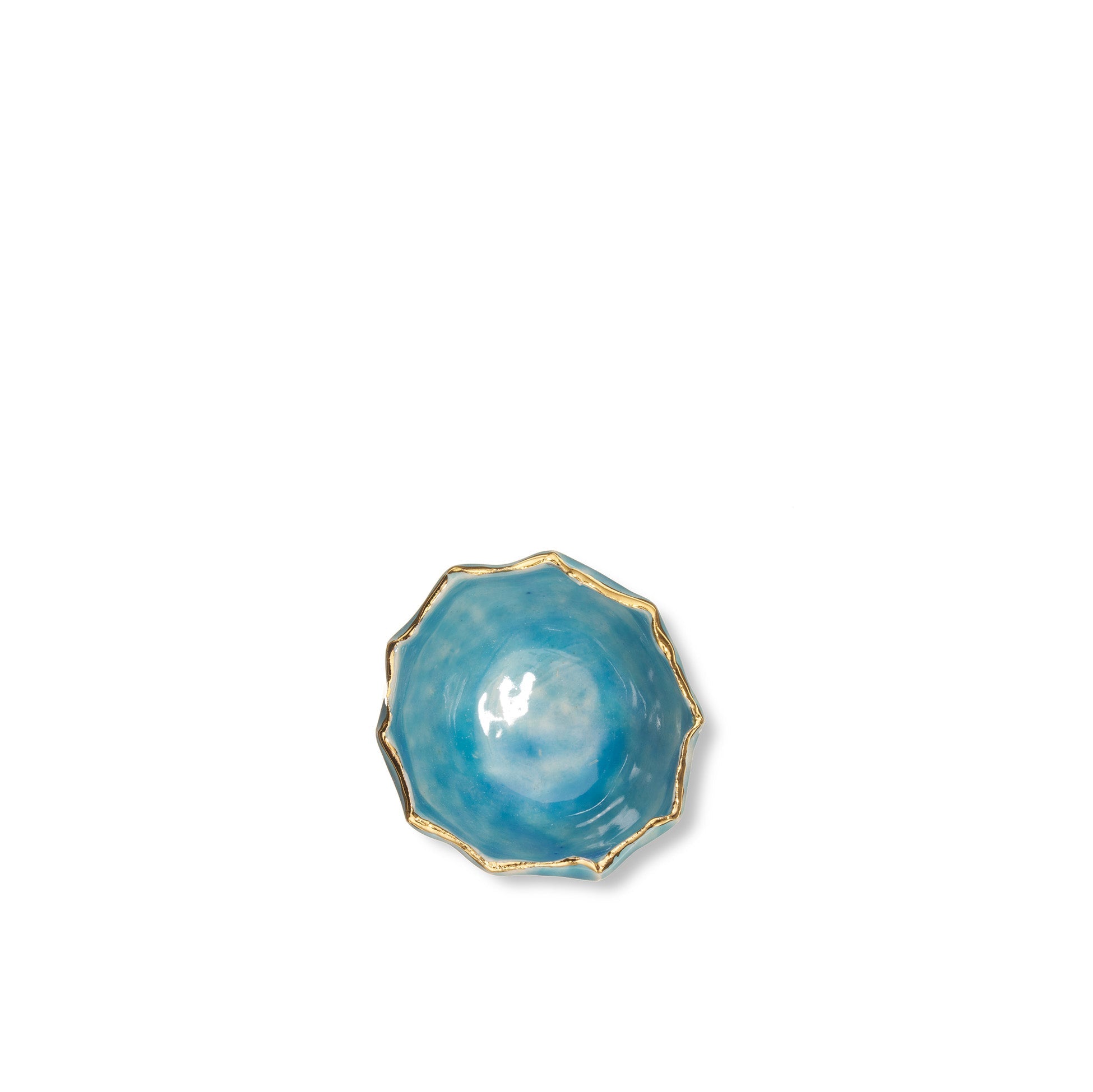 Gold Rim Blue Pinch Pot, 7cm