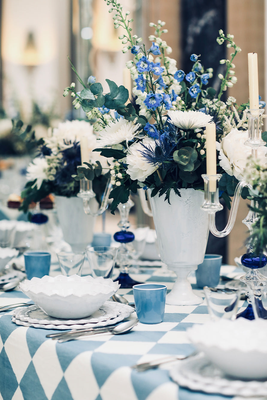 'Blue Check' Summerill & Bishop x Claridge's Linen Napkin, 50x50cm