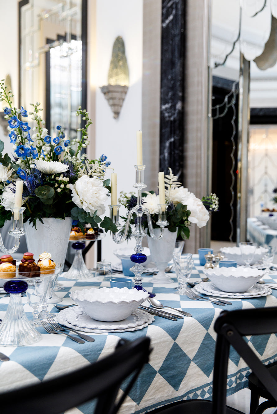 'Blue Check' Summerill & Bishop x Claridge's Linen Tablecloth