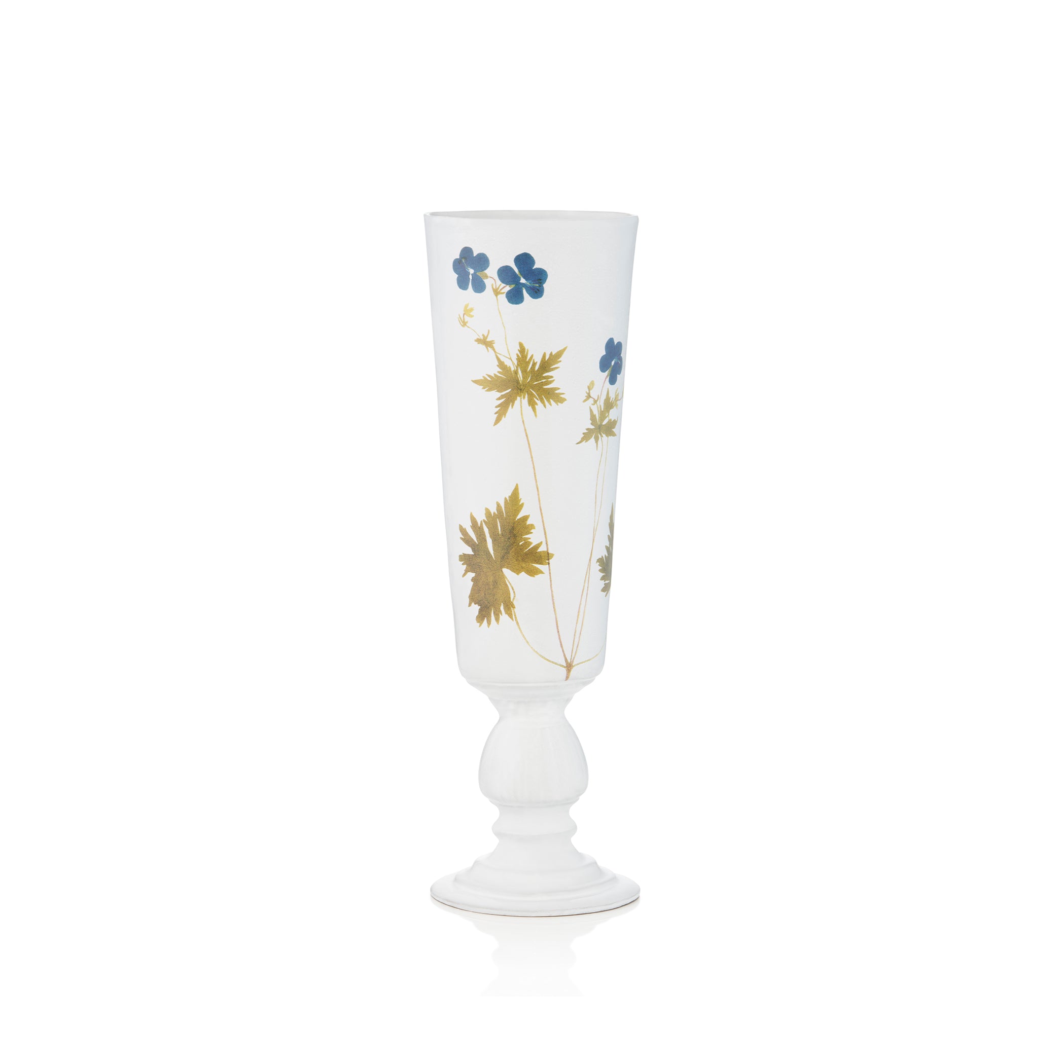 Blue Geranium Flowers Vase by Astier de Villatte, 36cm