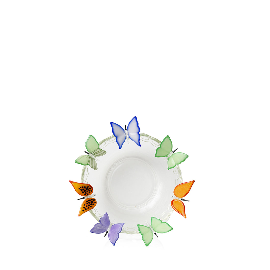 Handblown Butterflies Clear Fruit Platter, 29cm