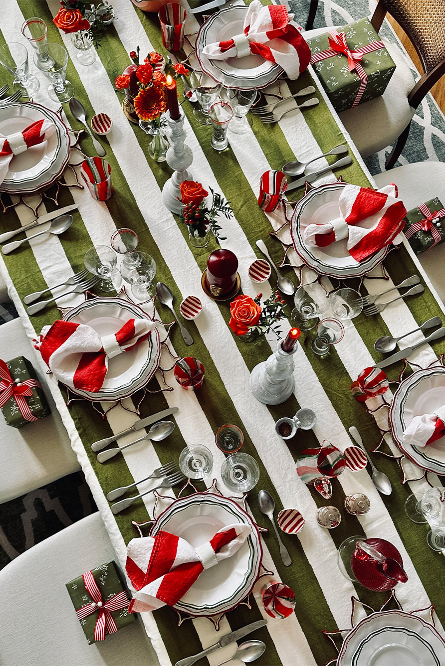Handblown Christmas Red & Green Stripes Medium Jug 22cm