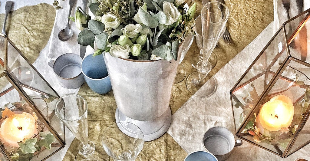 Blue Geranium Flowers Vase by Astier de Villatte, 36cm