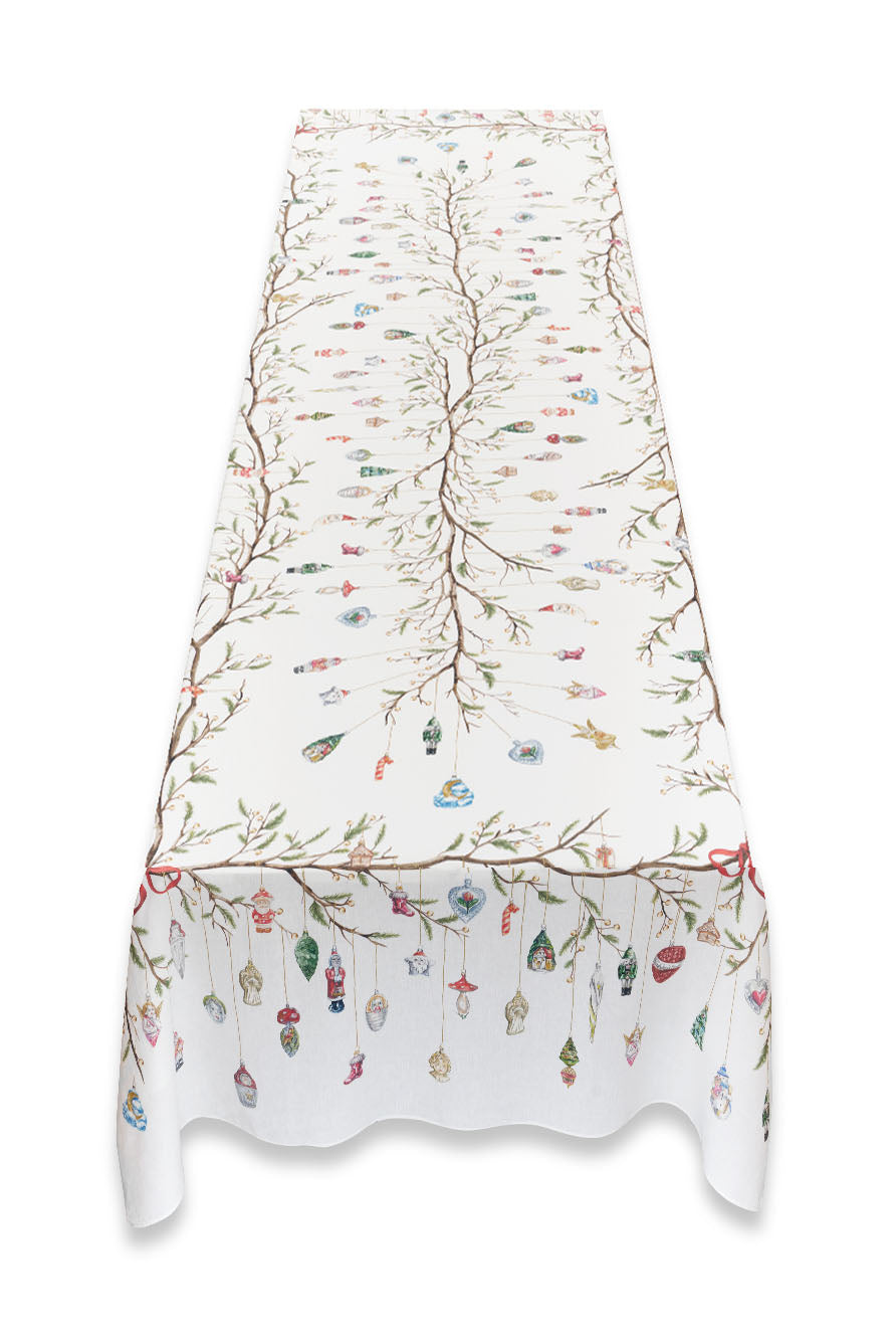 'Christmas Ornaments' Linen Tablecloth