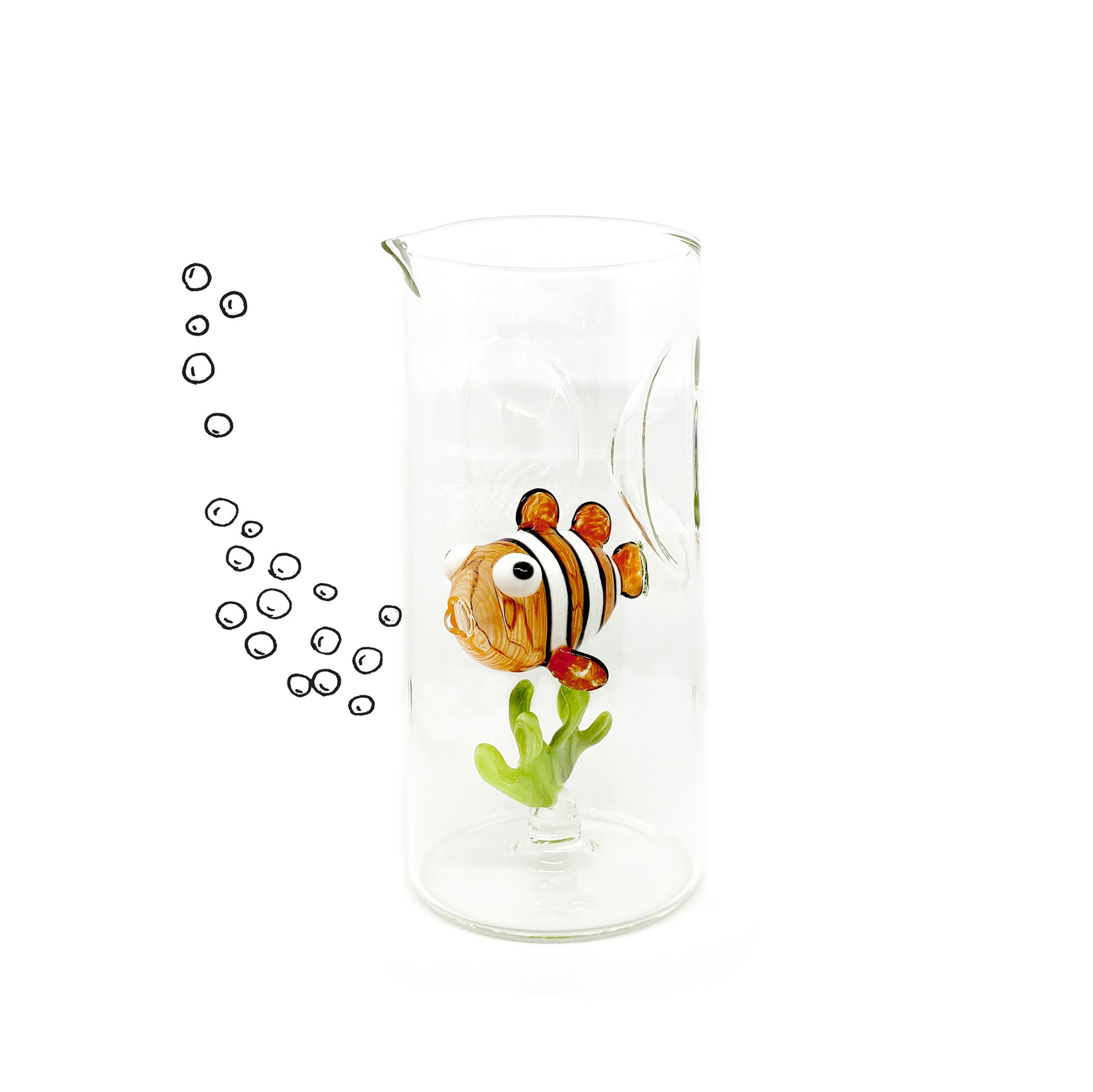 Handblown Glass Clown Fish Carafe, 24.5cm