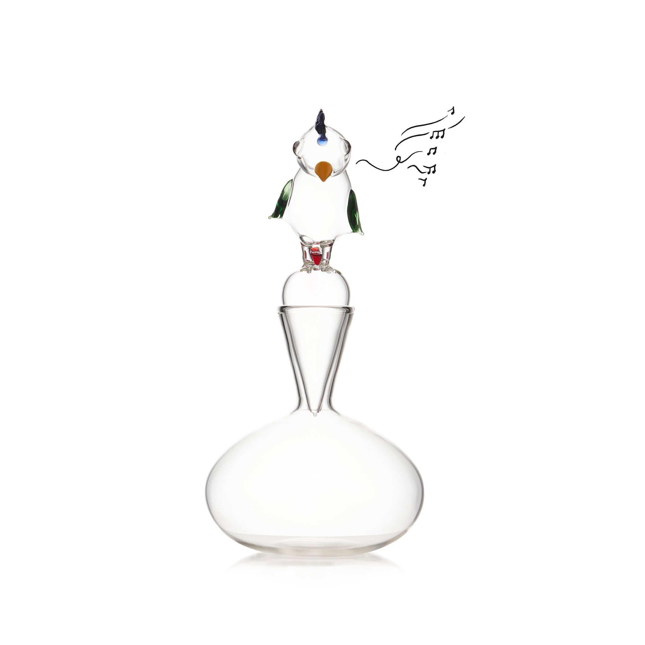 Handblown Glass Cork Are Bird Decanter, 36cm