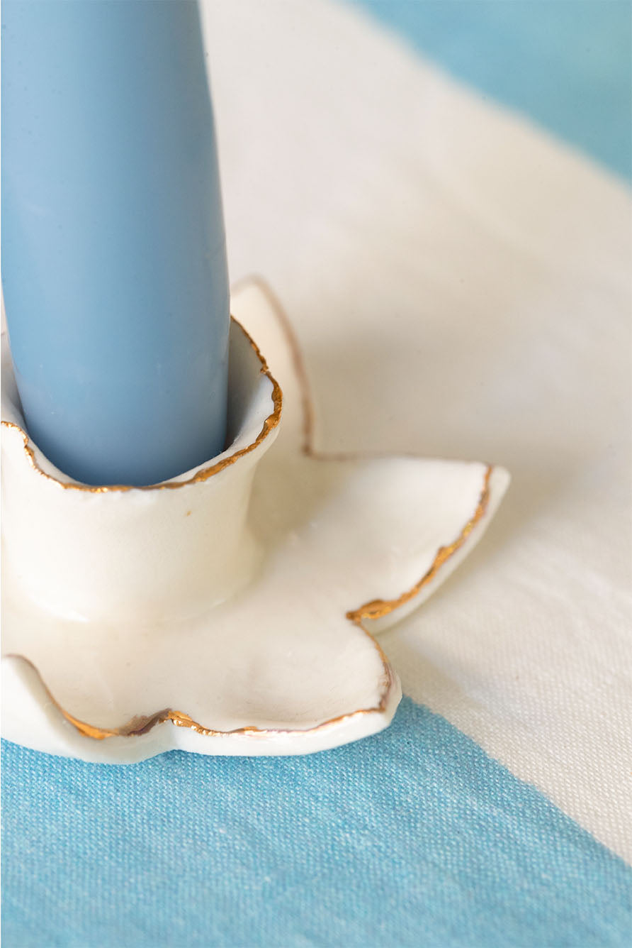 HB Daffodil Candle Holder with Gold Rim, 6cm