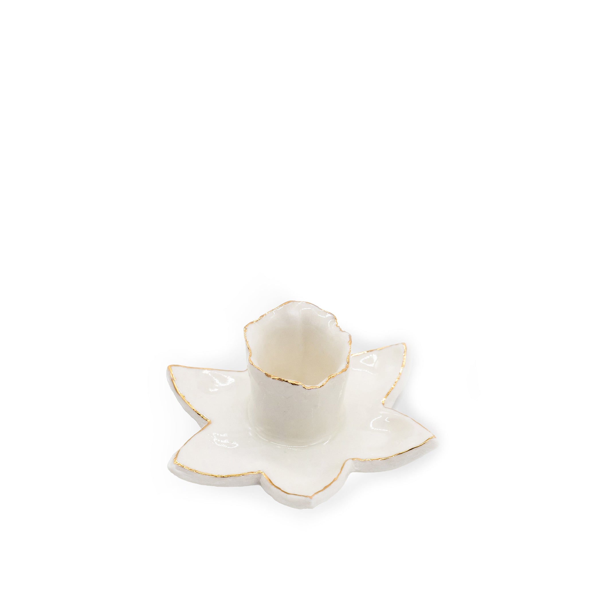 HB Daffodil Candle Holder with Gold Rim, 6cm