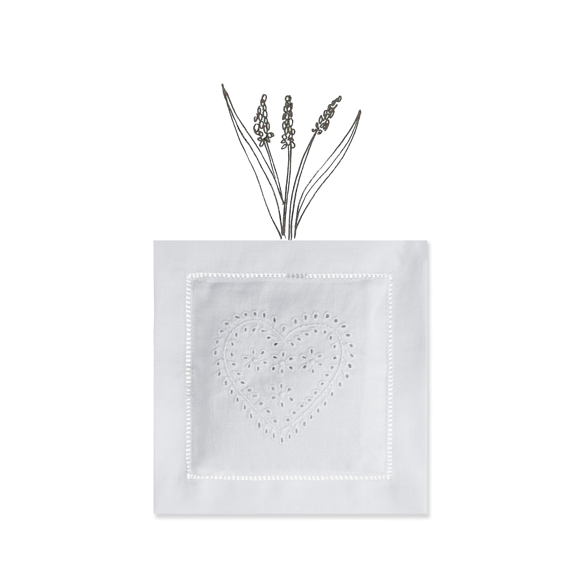 Embroidered Heart Cotton Lavender Sachet
