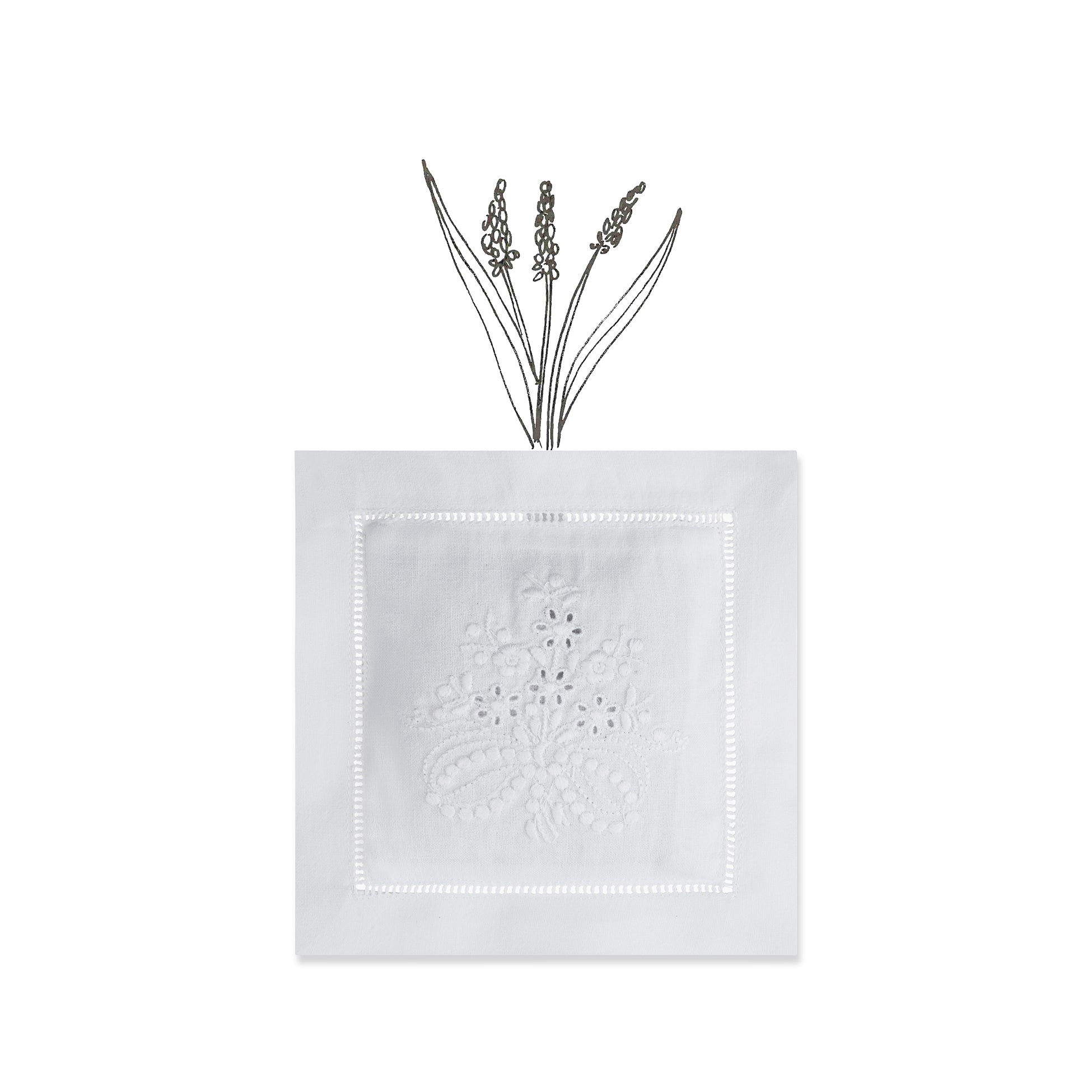 Embroidered Bouquet Cotton Lavender Sachet