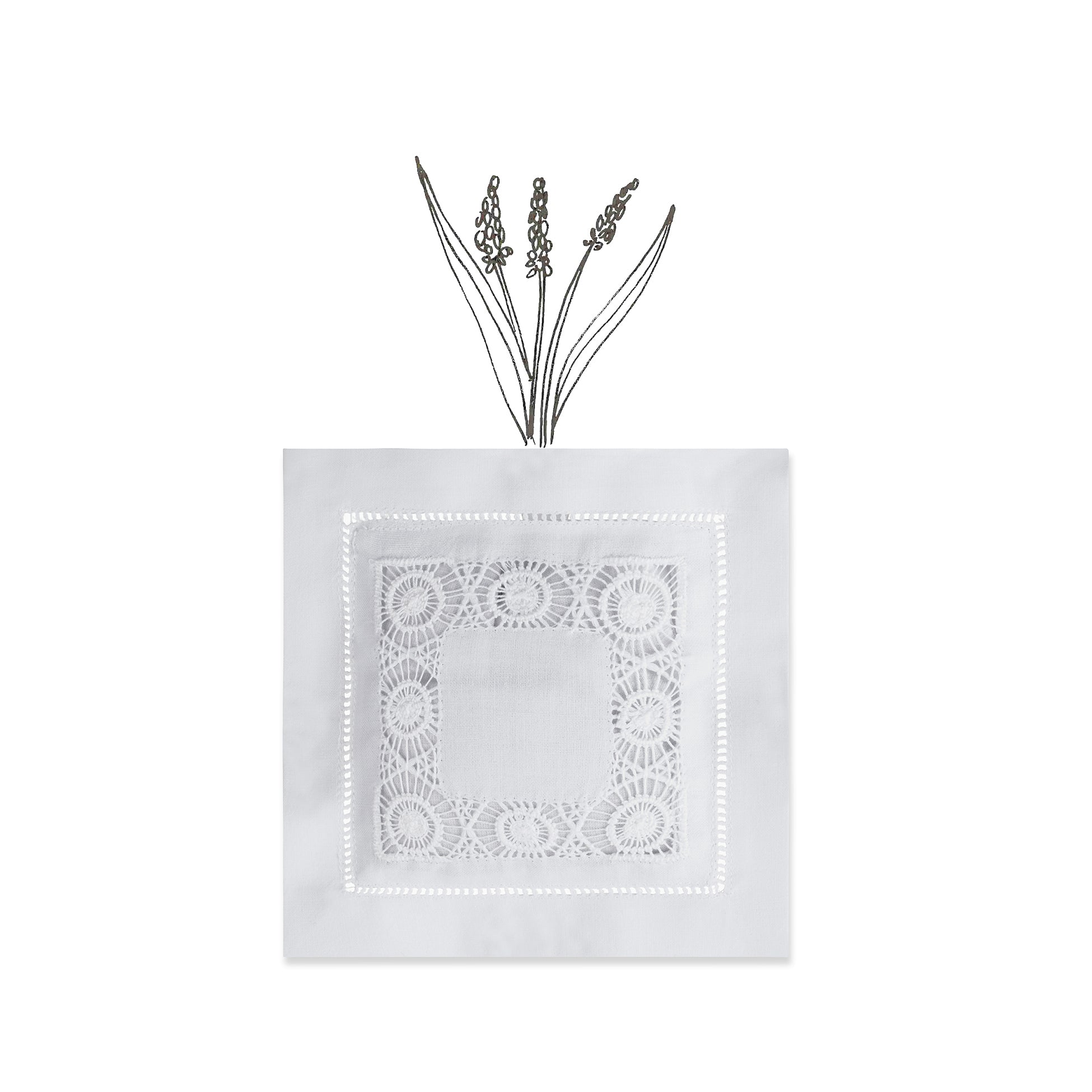 Embroidered Square Lace Cotton Lavender Sachet