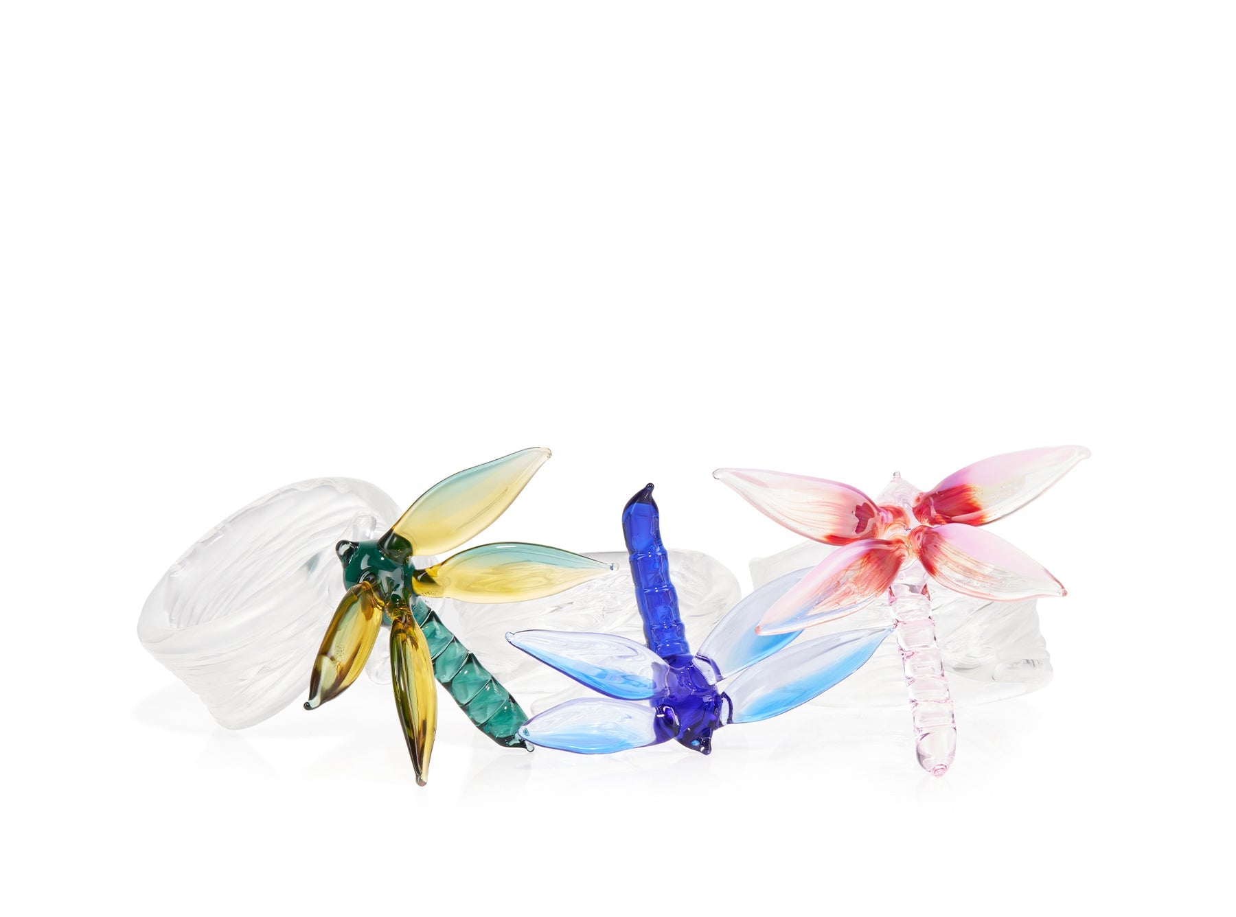 S&B Exclusive Handblown Glass Dragonfly Napkin Ring in Blue