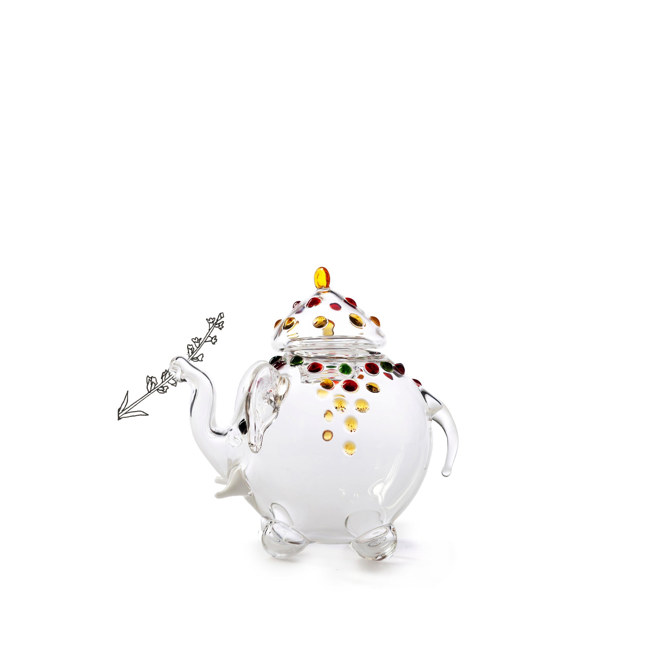 Handblown Glass Elephant Sugarpot