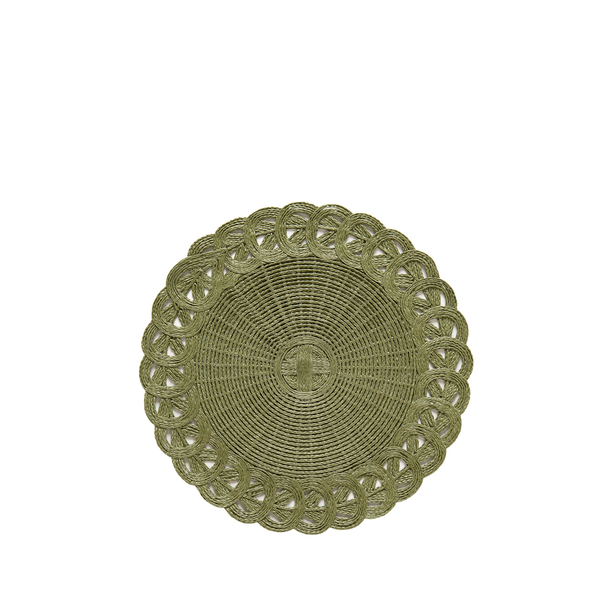 'Elia' Handwoven Straw Effect Placemat in Green, 40cm