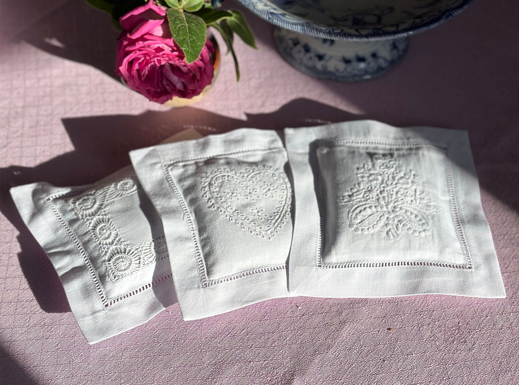 Embroidered Bouquet Cotton Lavender Sachet