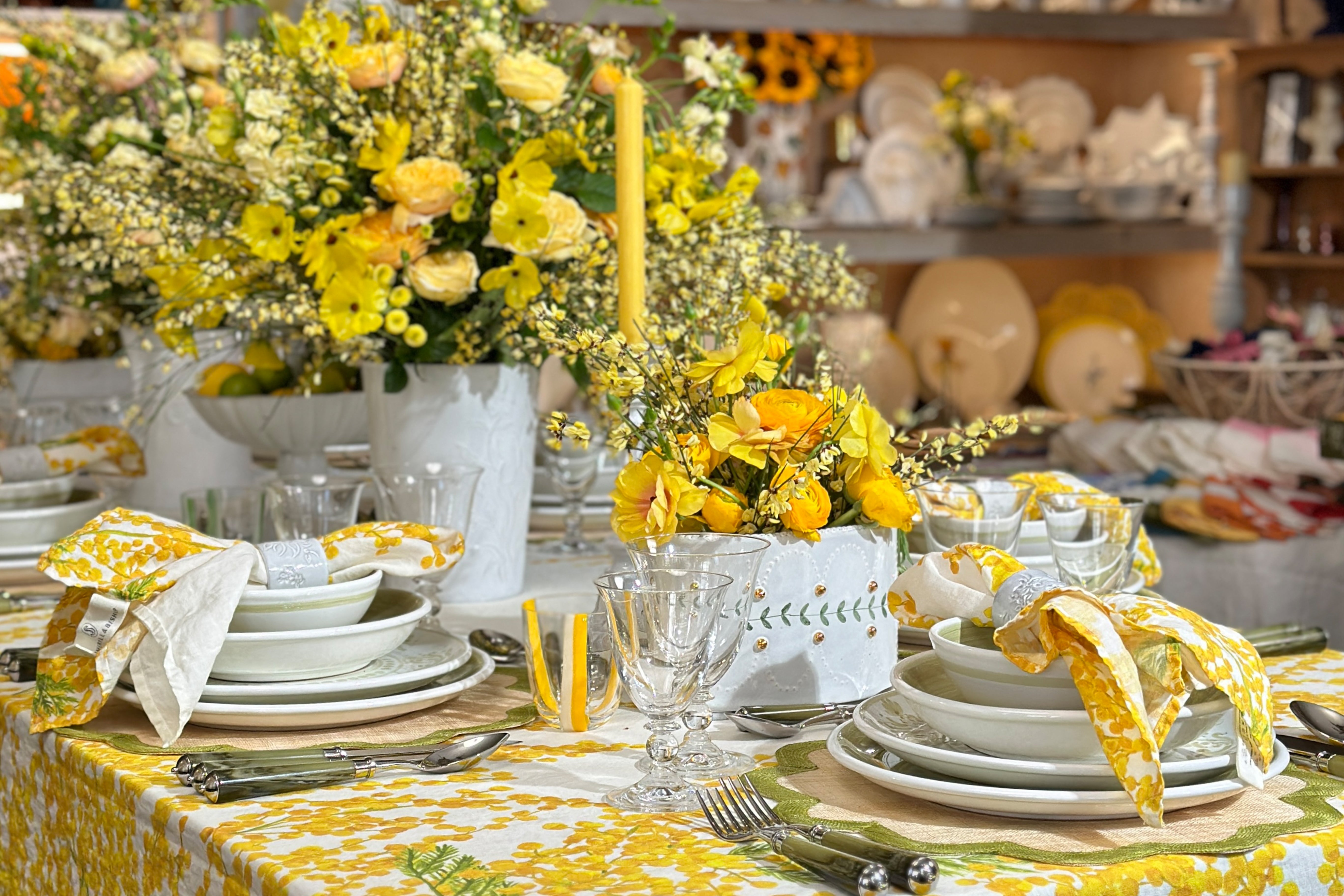 Green Laurel Stripe Handles Candle Holder, 20cm