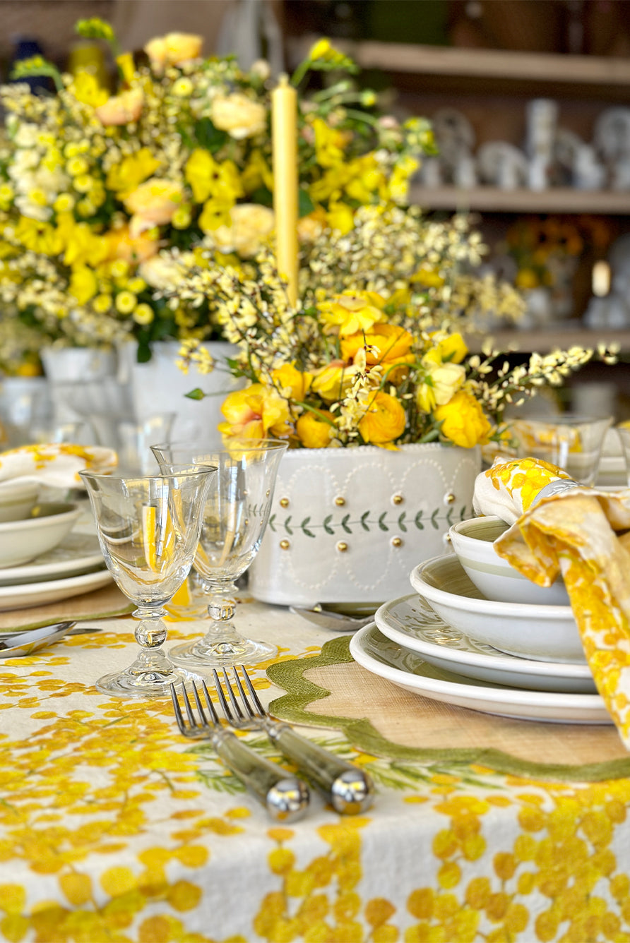 Green Laurel Gold Ornaments Tulipiere Vase with Twisted Handles, 16cm