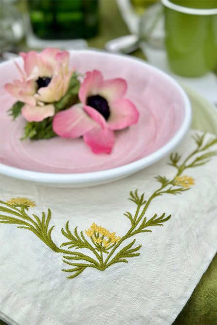 Embroidered Fennel Flower Linen Napkin, 50x50cm