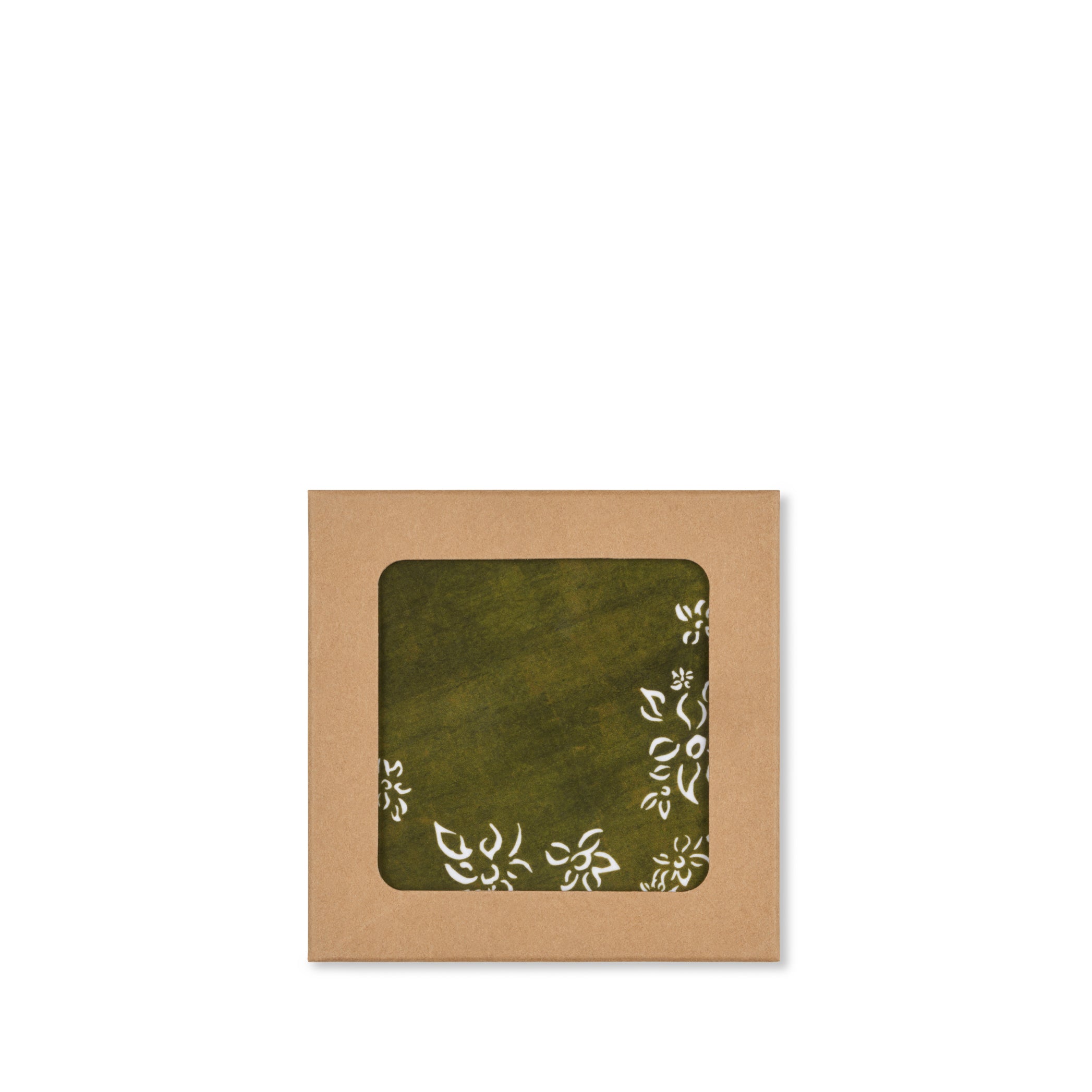 Set of Six Falling Flower Cork-Backed Coasters in Avocado Green