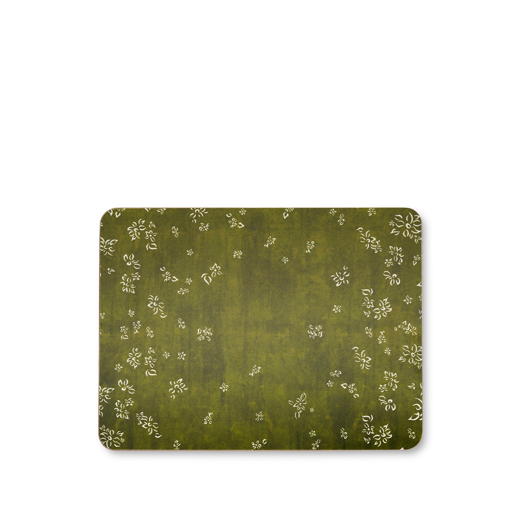 Falling Flower Cork-Backed Placemat in Avocado Green, 29 x 38cm