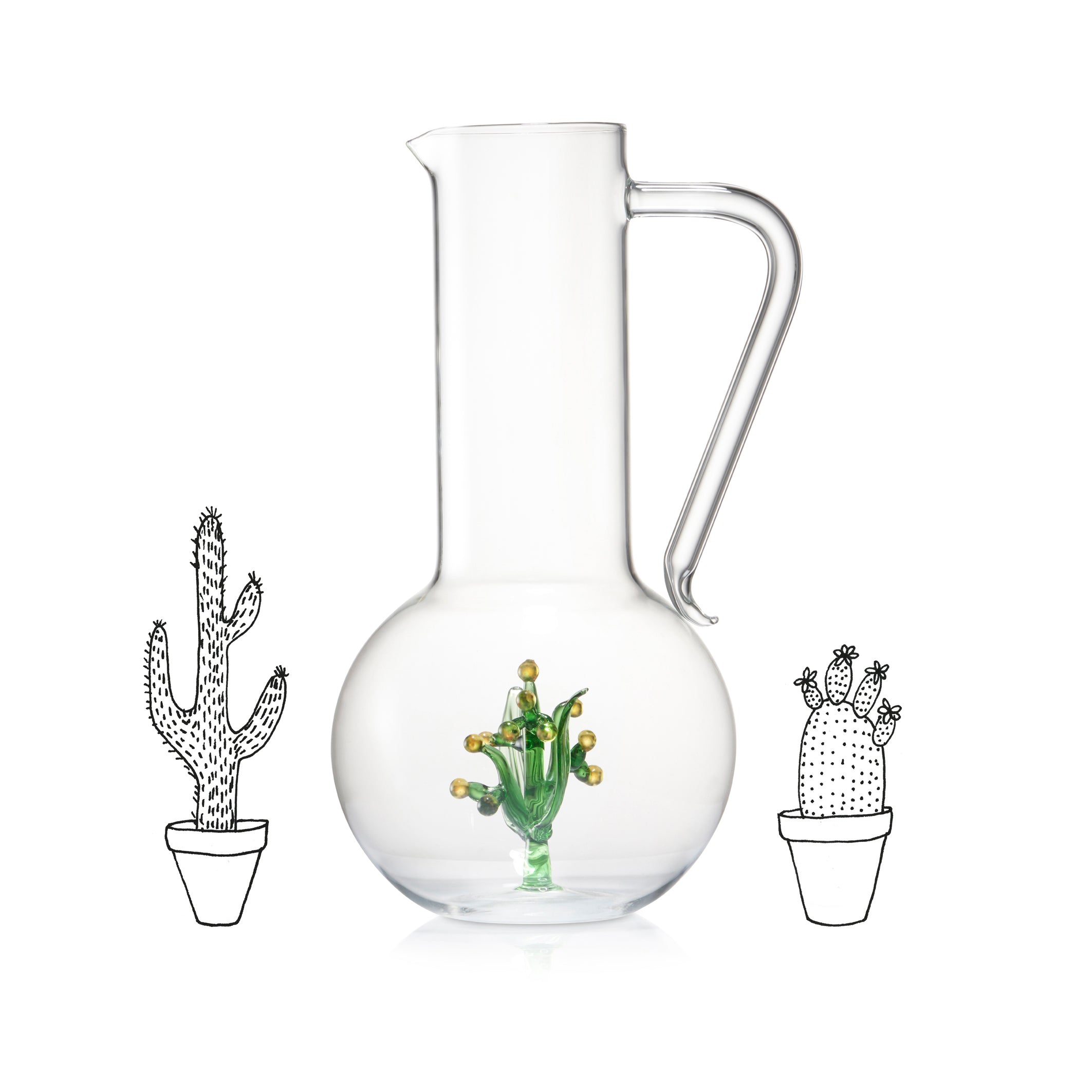 Handblown Glass Flower Power Jug