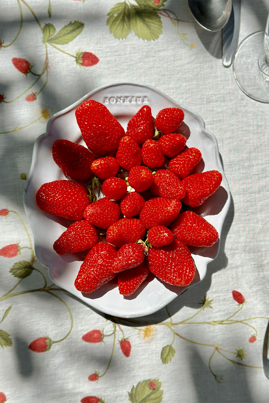 'Fraises des Bois' Linen Tablecloth