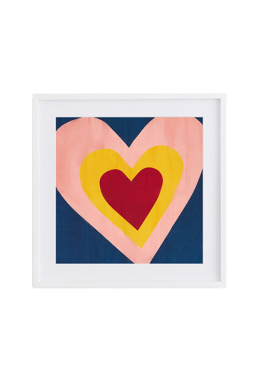 Framed S&B Heart Linen Napkin in Midnight Blue, 52x52cm