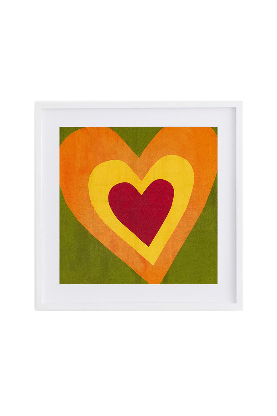 Framed S&B Heart Linen Napkin in Avocado Green, 52x52cm