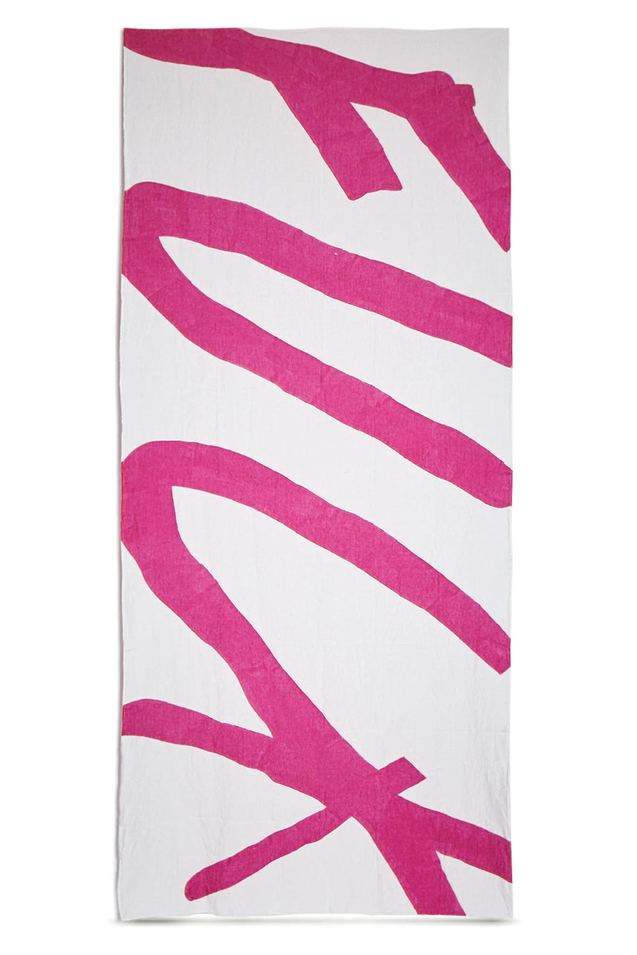 'Fuck' Word Linen Tablecloth in Fuchsia Pink