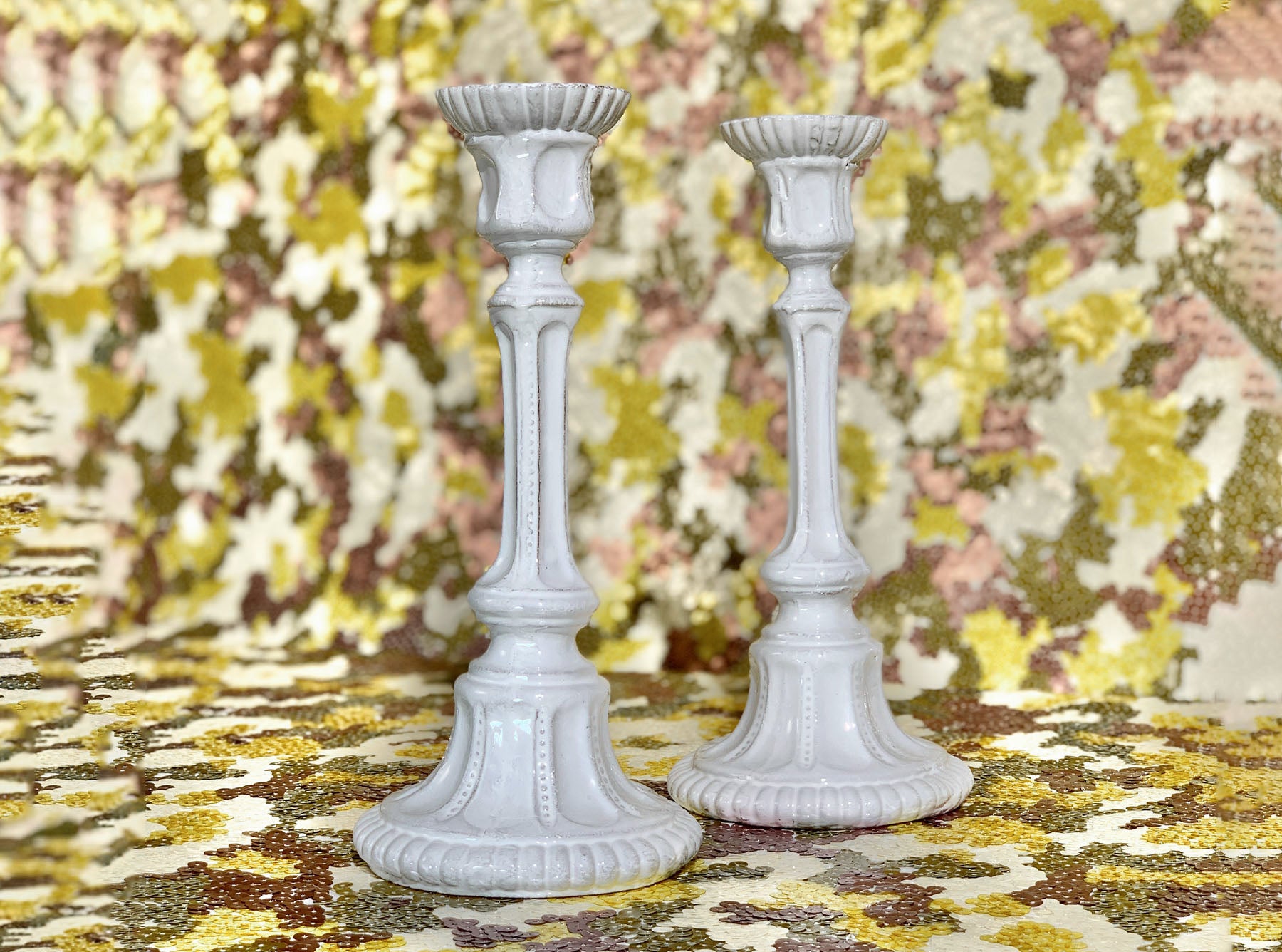 Pair of Gisele Candlesticks by Astier de Villatte, 25cm