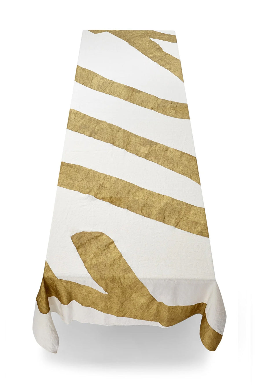 'Fuck' Word Linen Tablecloth in Gold