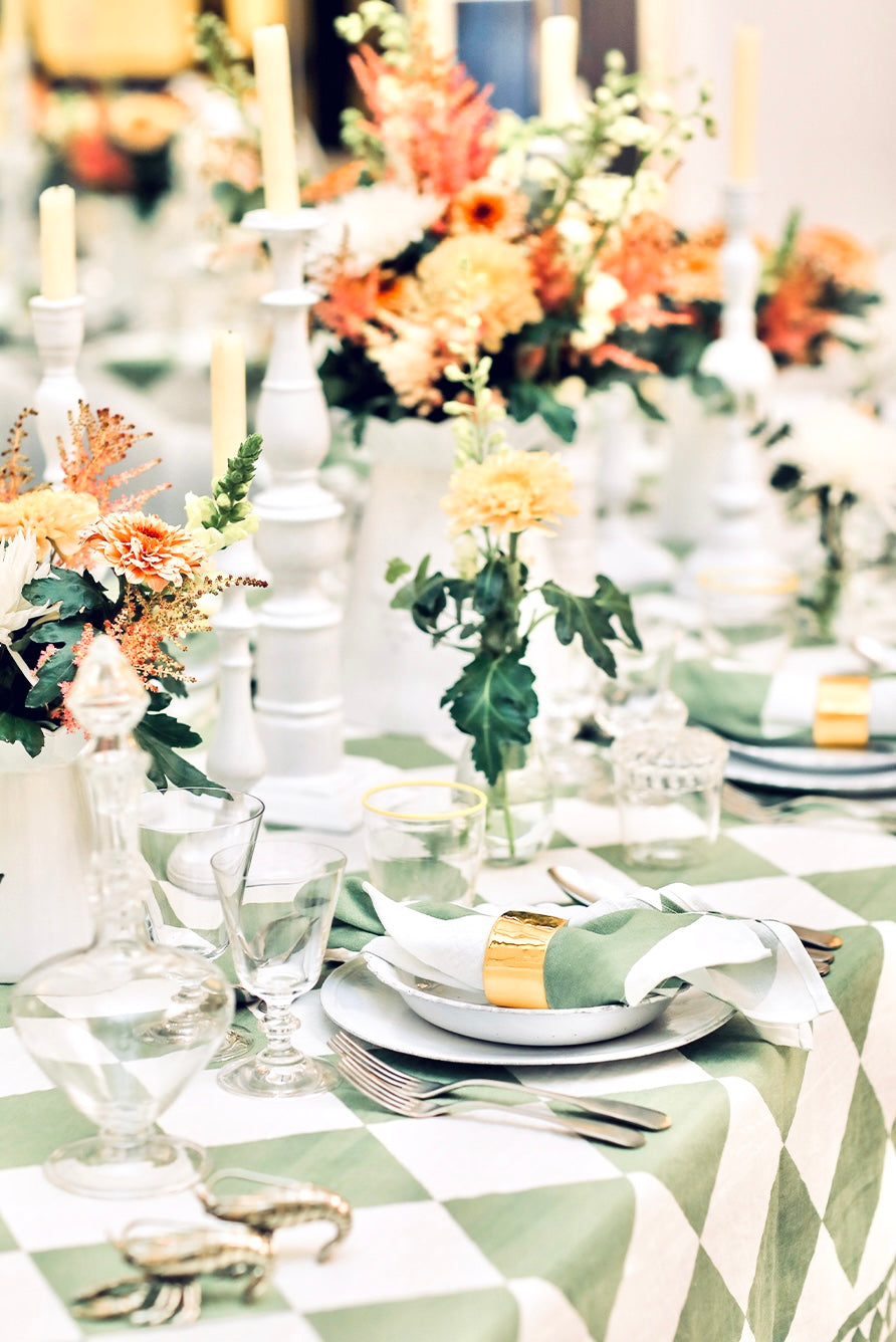 'Green Check' Summerill & Bishop x Claridge's Linen Tablecloth