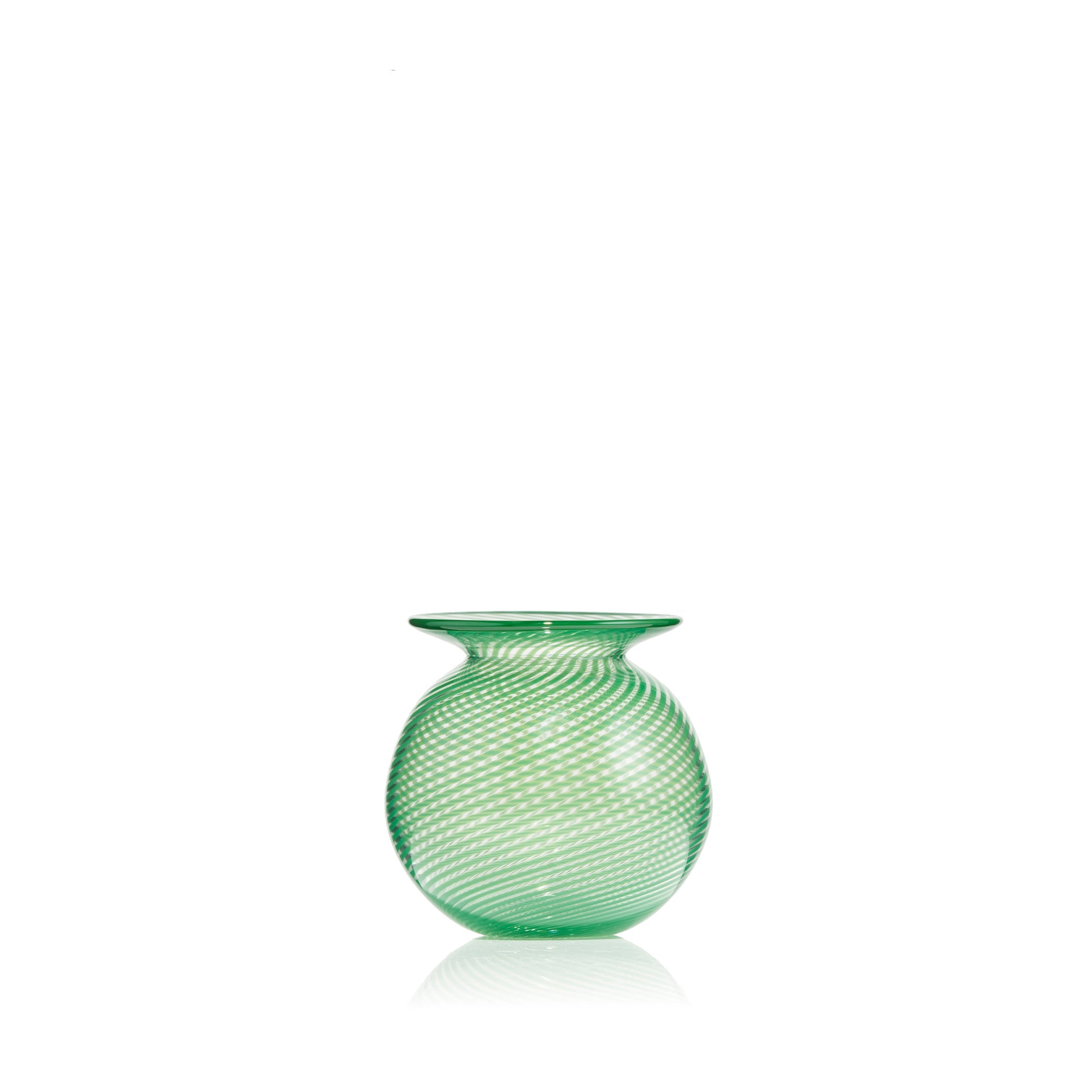 Handblown Green Filigrana Small Bud Vase, 8cm