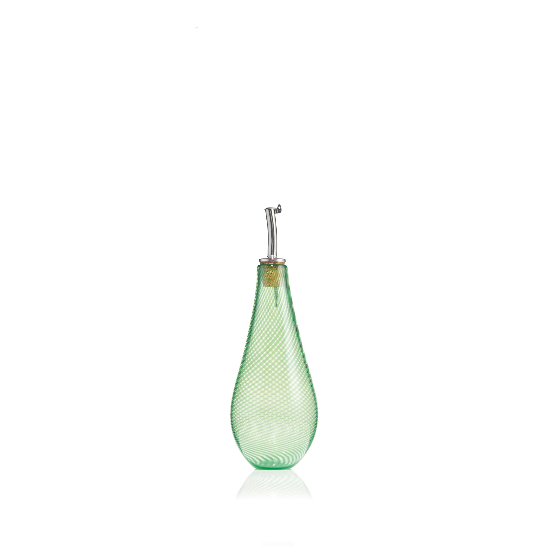 Handblown Green Filigrana Round Drizzler, 18cm