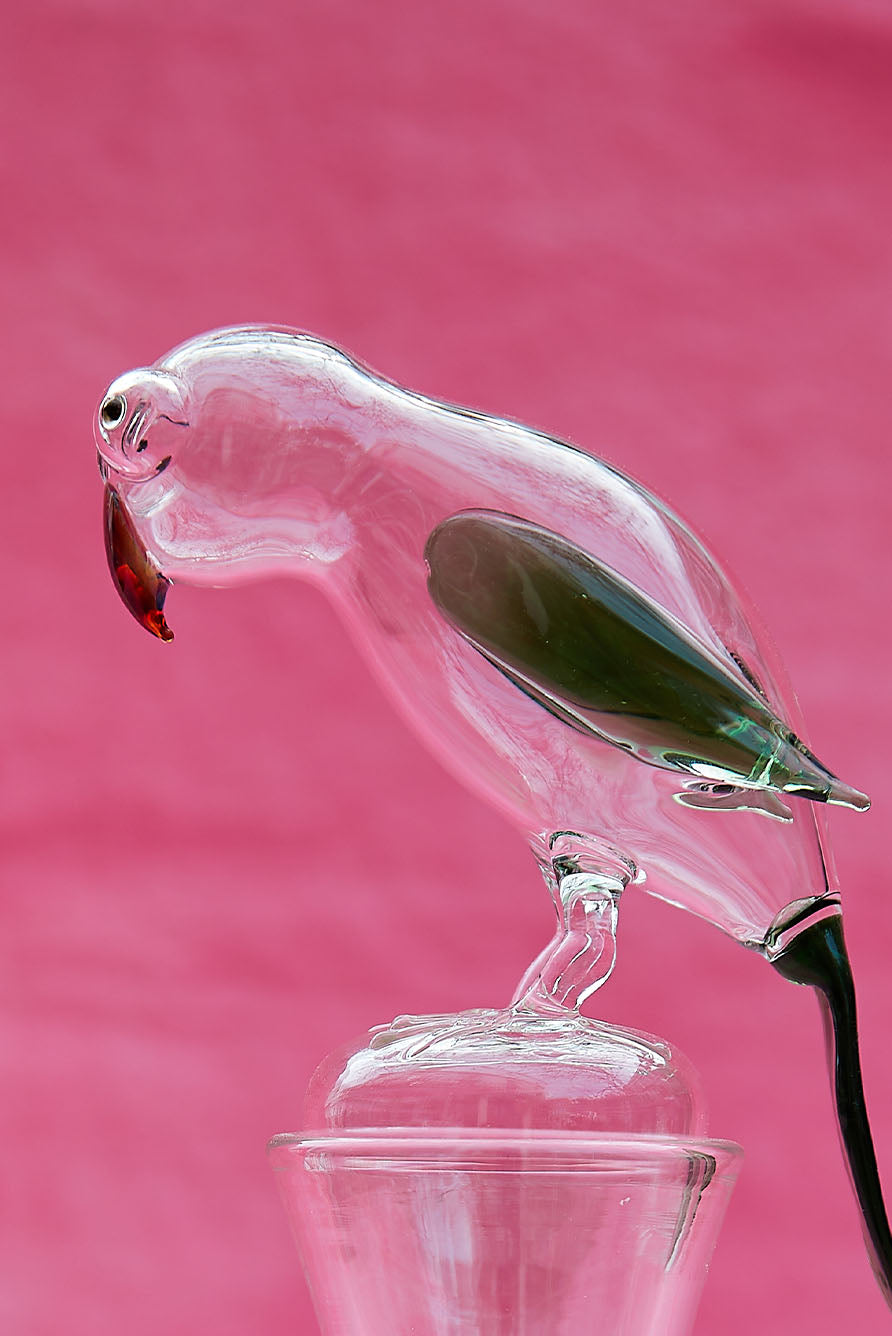 Handblown Glass Parrot Decanter, 33cm