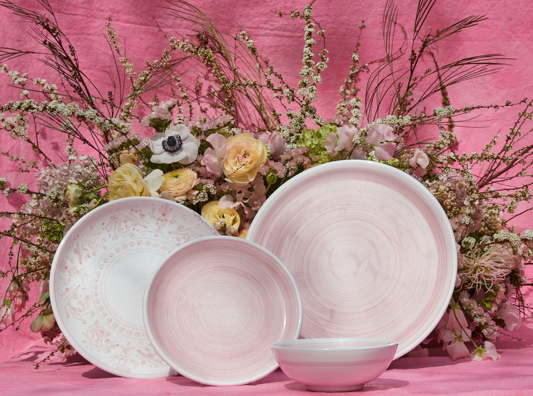 S&B 'Brushed' Ceramic Dinner Plate in Pastel Pink, 30cm