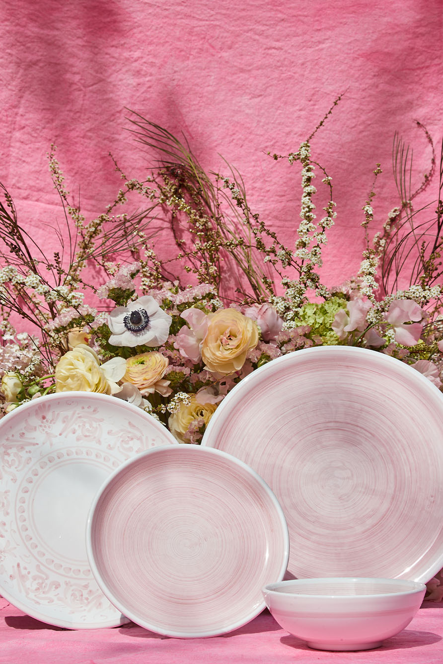 S&B 'Brushed' Ceramic Dinner Plate in Pastel Pink, 30cm