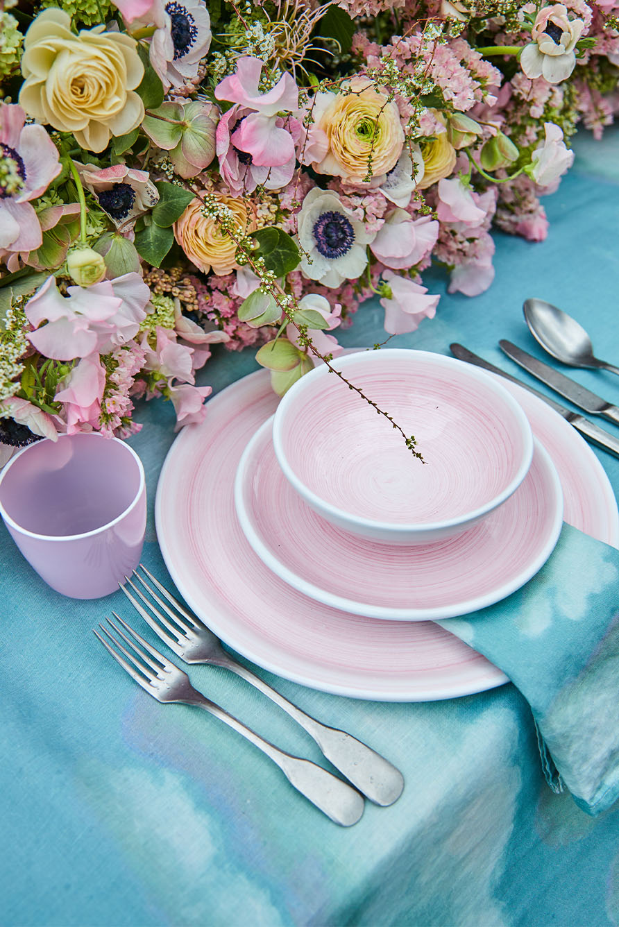 S&B 'Brushed' Ceramic Dinner Plate in Pastel Pink, 30cm