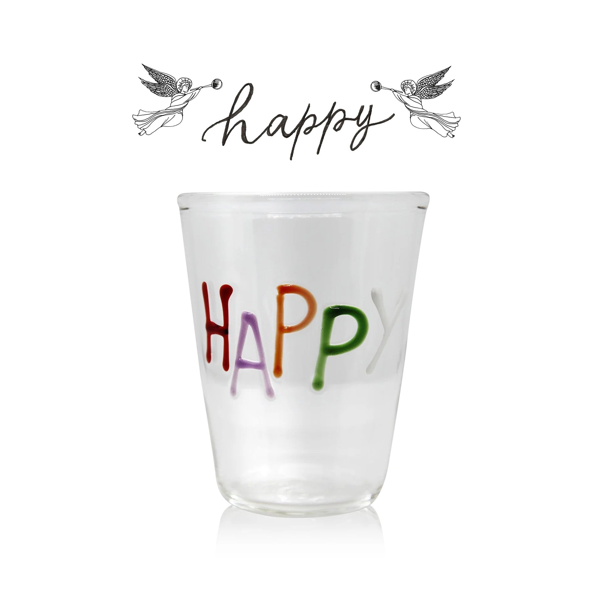 Handblown Glass Happy Tumbler