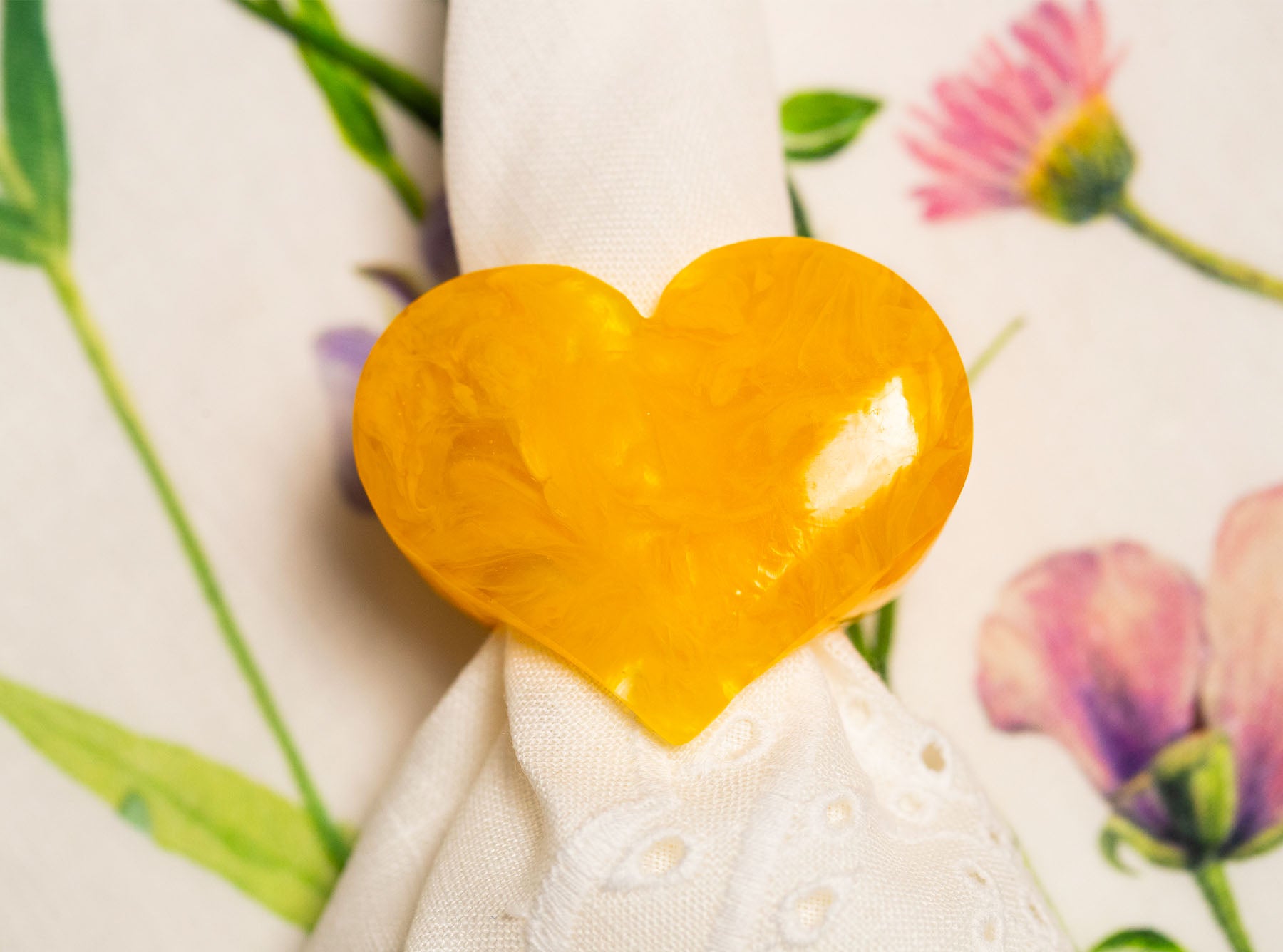 S&B Heart Lemon Yellow Resin Napkin Ring