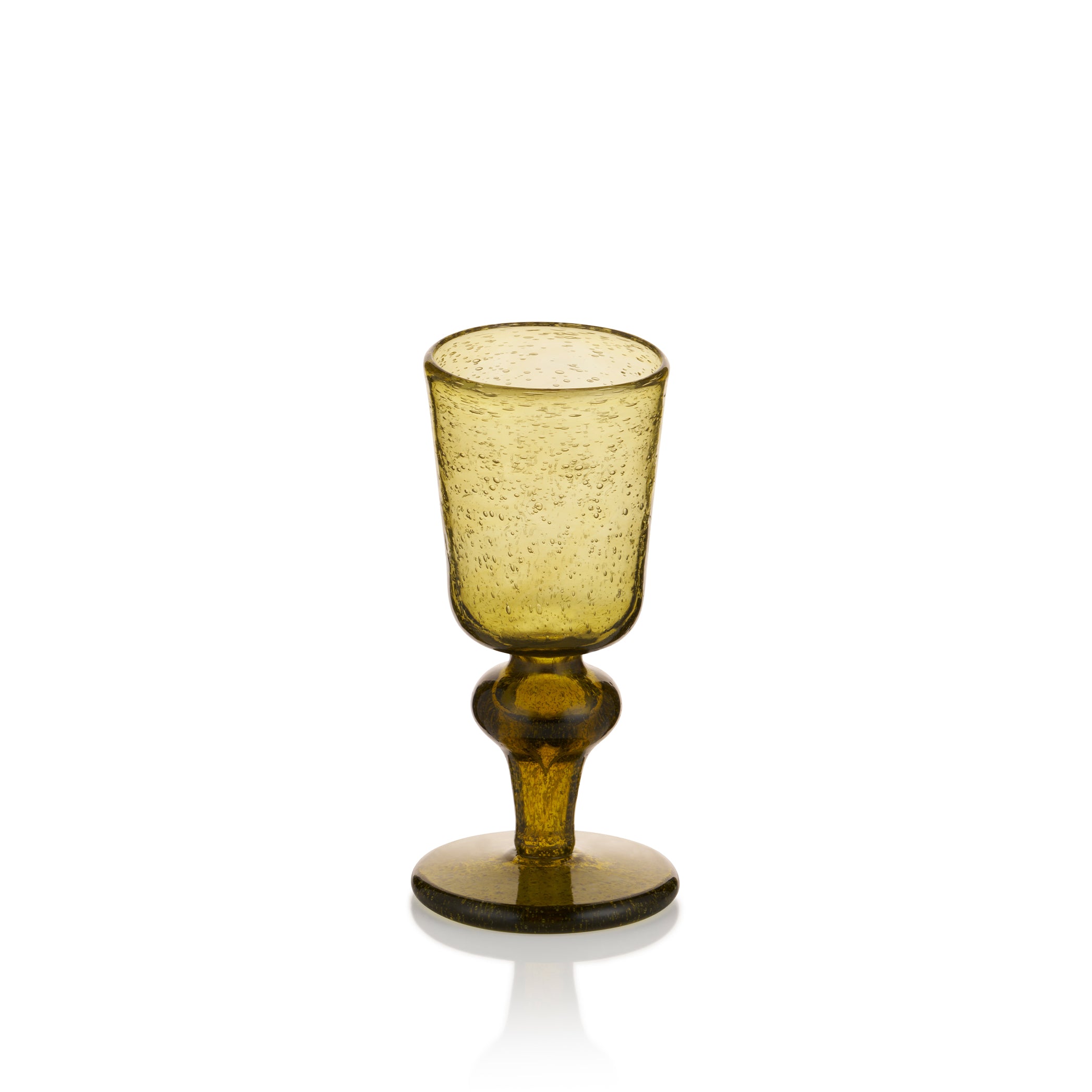 Handblown Recycled White Wine Glass in Honey Brown