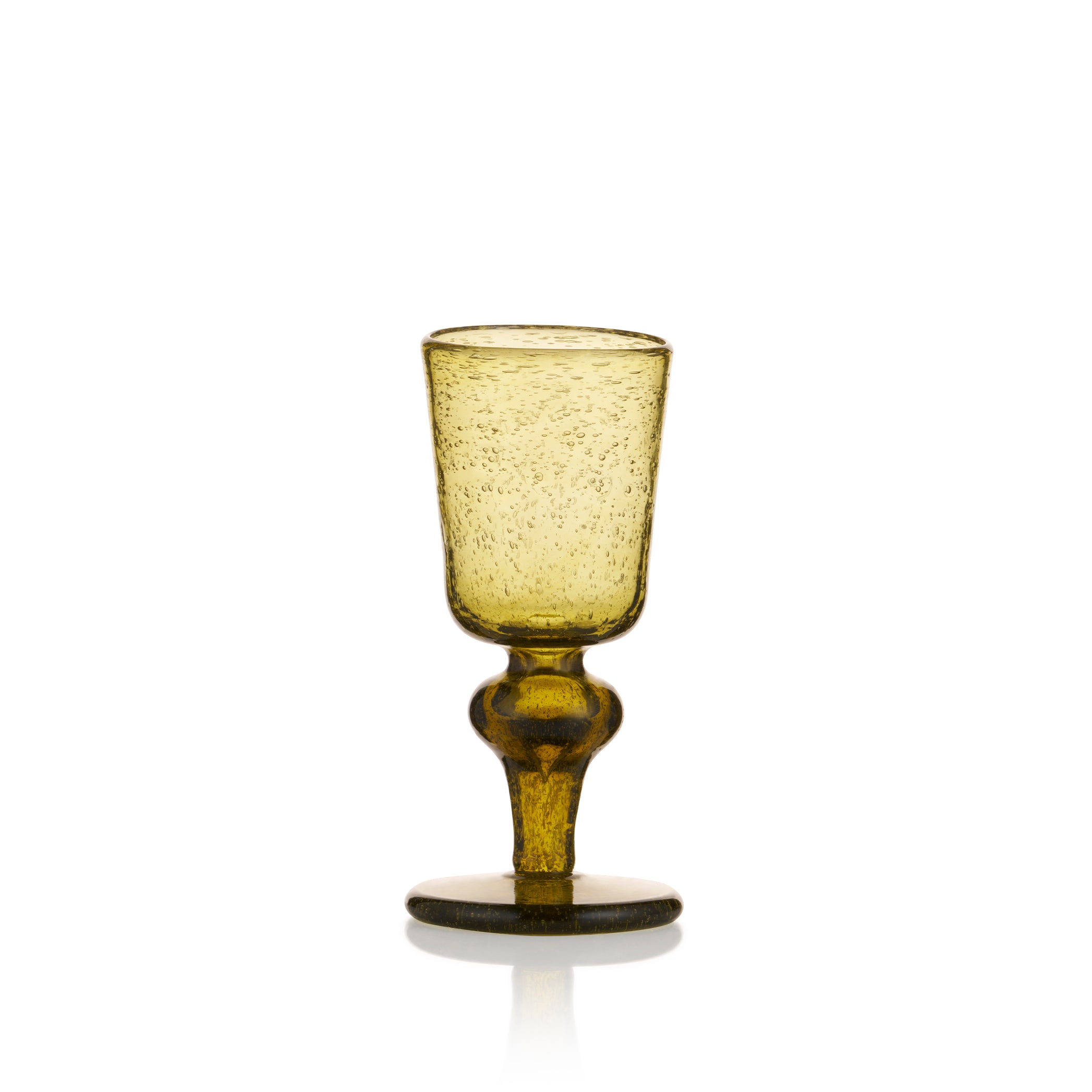 Handblown Recycled White Wine Glass in Honey Brown