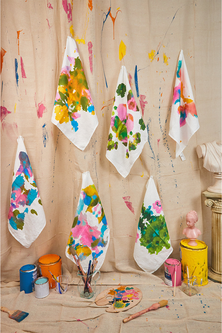 Set of 6 'Encre' Linen Napkins, 50x50cm