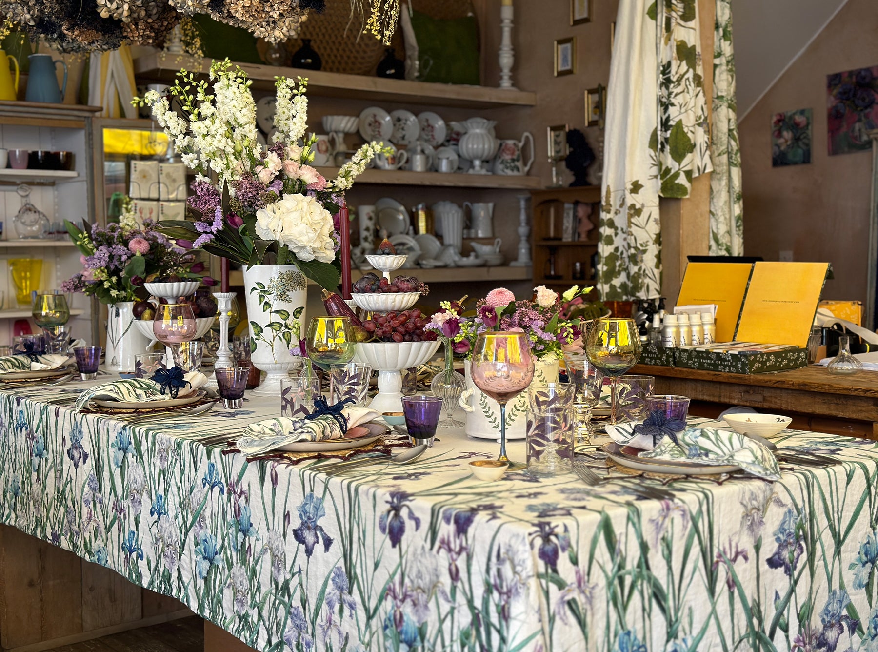 Purple Leaf & Dragonfly Water Glass