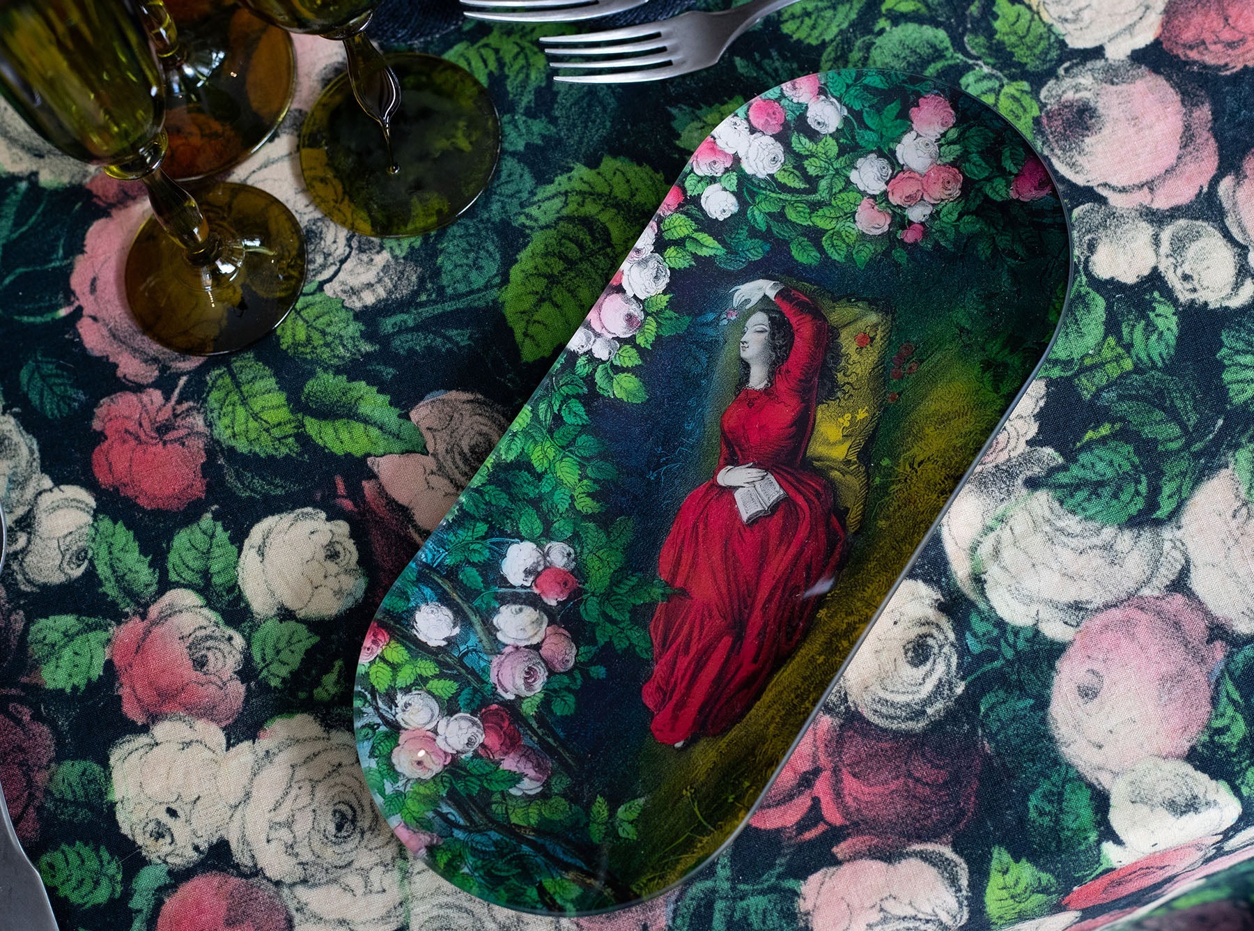 John Derian 'Sleeping Beauty' Oblong Tray, 15 x 30cm