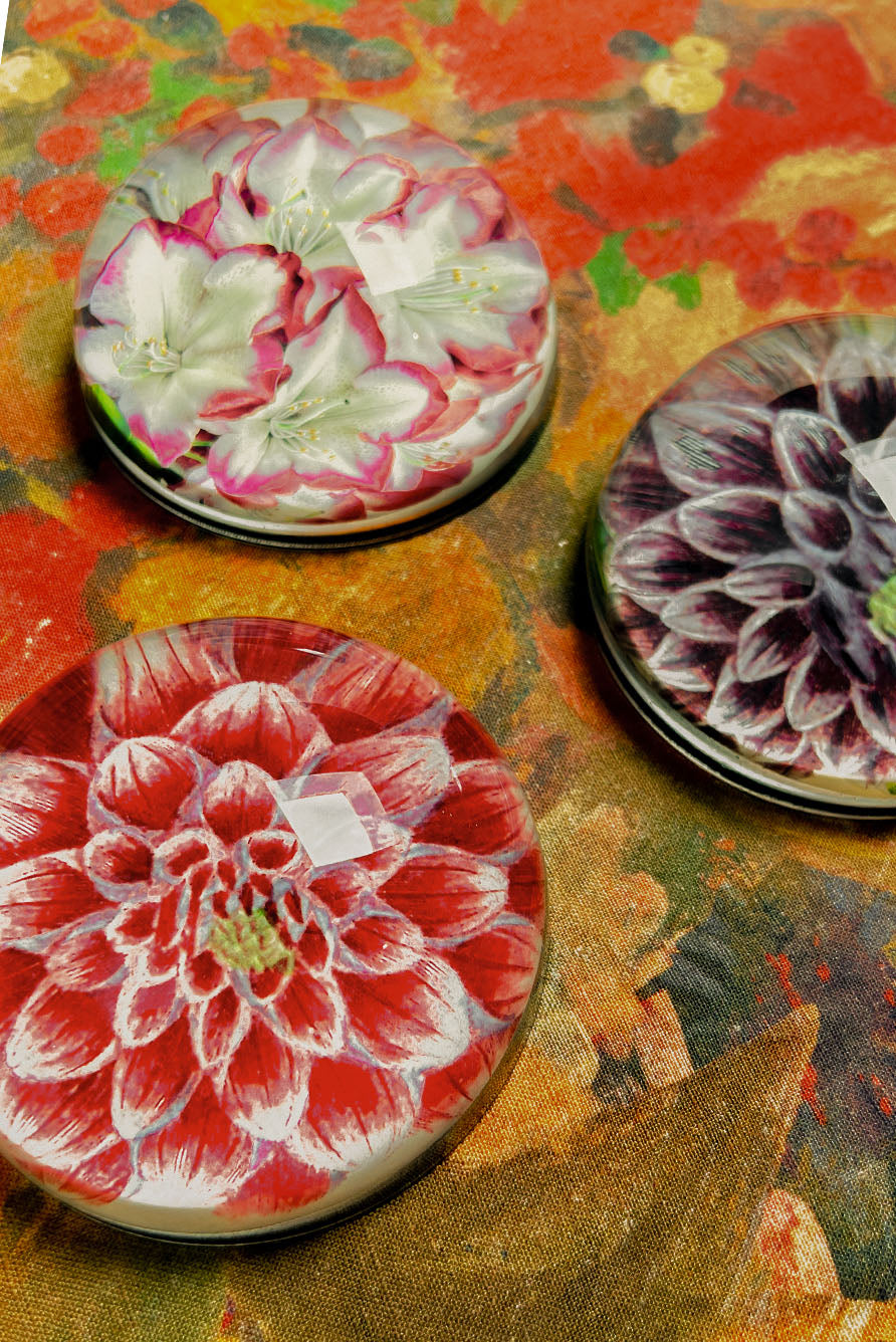 John Derian 'Rhododendron Princess of Wales' Dome Paperweight, 9cm