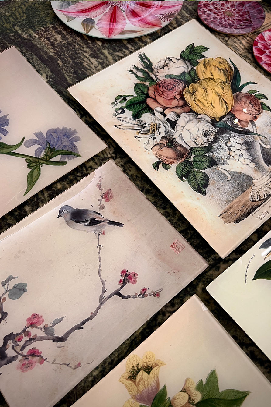 John Derian 19th Century Cherry Blossom Rectangular Tray, 20 x 27cm